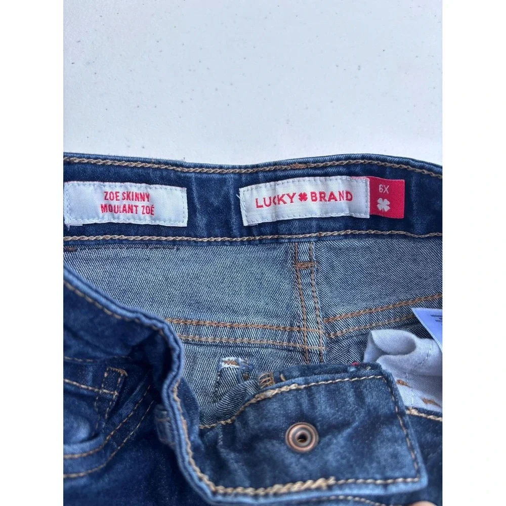 Lucky Brand Zoe Skinny Jeans‎ Girls 6X Dark Wash Excellent Stretch Denim